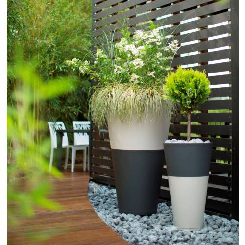 Maceta Tokyo -  Antracita / Blanco - D.50 A.80 cm